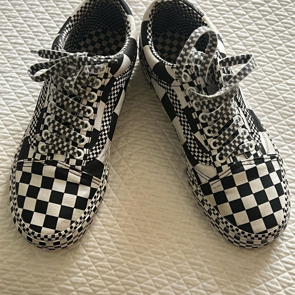 Vans Black and White Checkerboard Sneakers - Picture 7 of 7